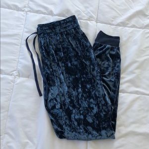 Blue velvet joggers